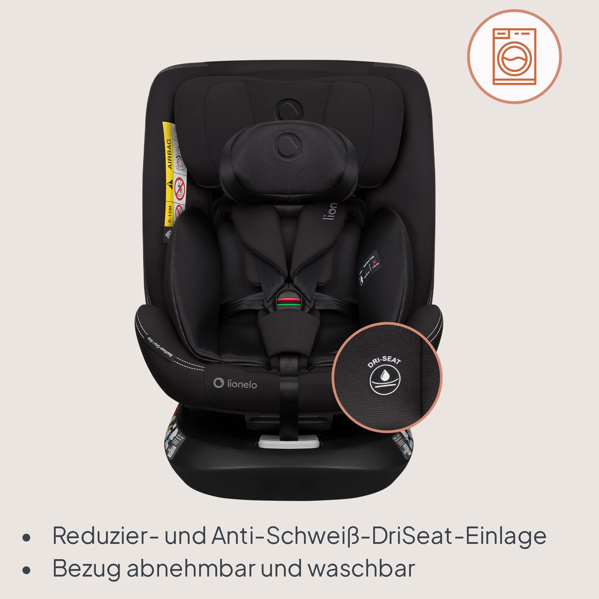 Lionelo Bastiaan i-Size One 360o drehbarer Autositz für Kinder 40-150 cm | Montage in Fahrtrichtung und entgegen der Fahrtrichtung möglich, ISOFIX Pas TopTether Einstellbare Rückenlehne