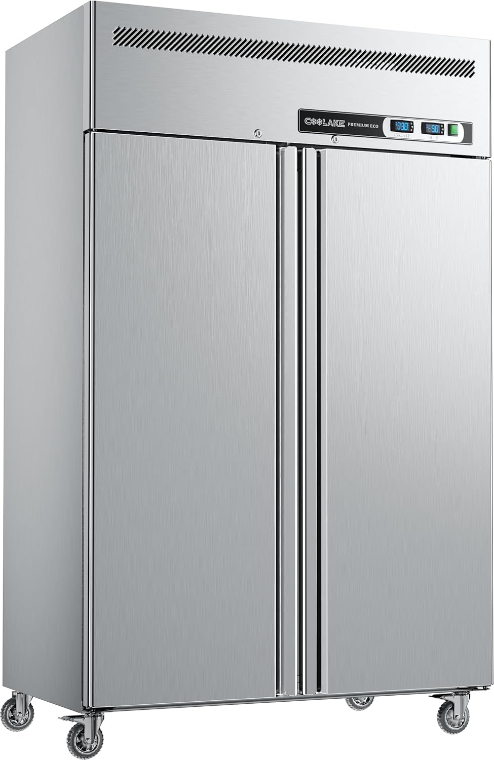 Coolake 48" W 2 Door Commercial Refrigerator and Freezer Combo, 36 Cu.ft 2 Section Stainless Steel Solid Door Fan Cooling Upright Reach in Freezer for Restaurant, Bar, Shop, Garage