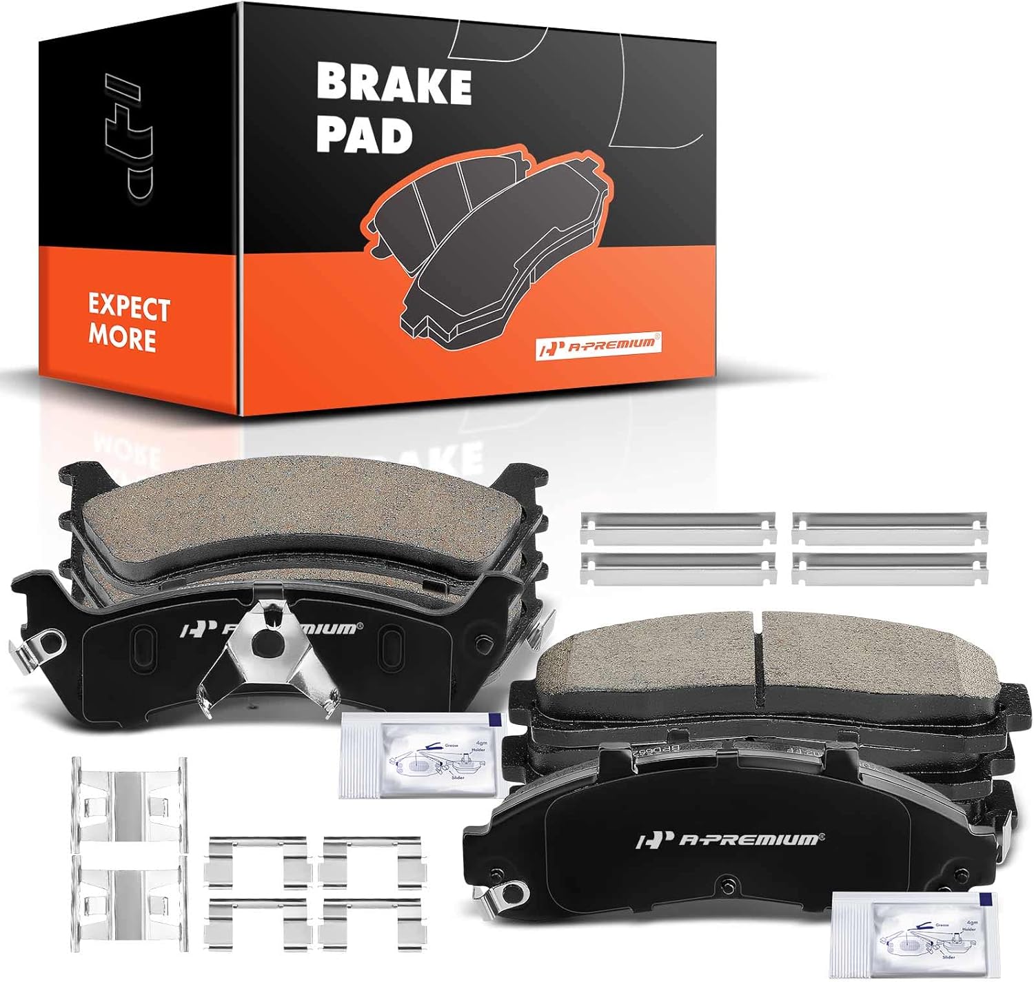 A-Premium Front and Rear Ceramic Brake Pads Set Compatible with Ford and Mercury Models - Explorer 1995-2001, Ranger 1998-2002, Mountaineer 1997-2001, with Hardware, 8-Pack