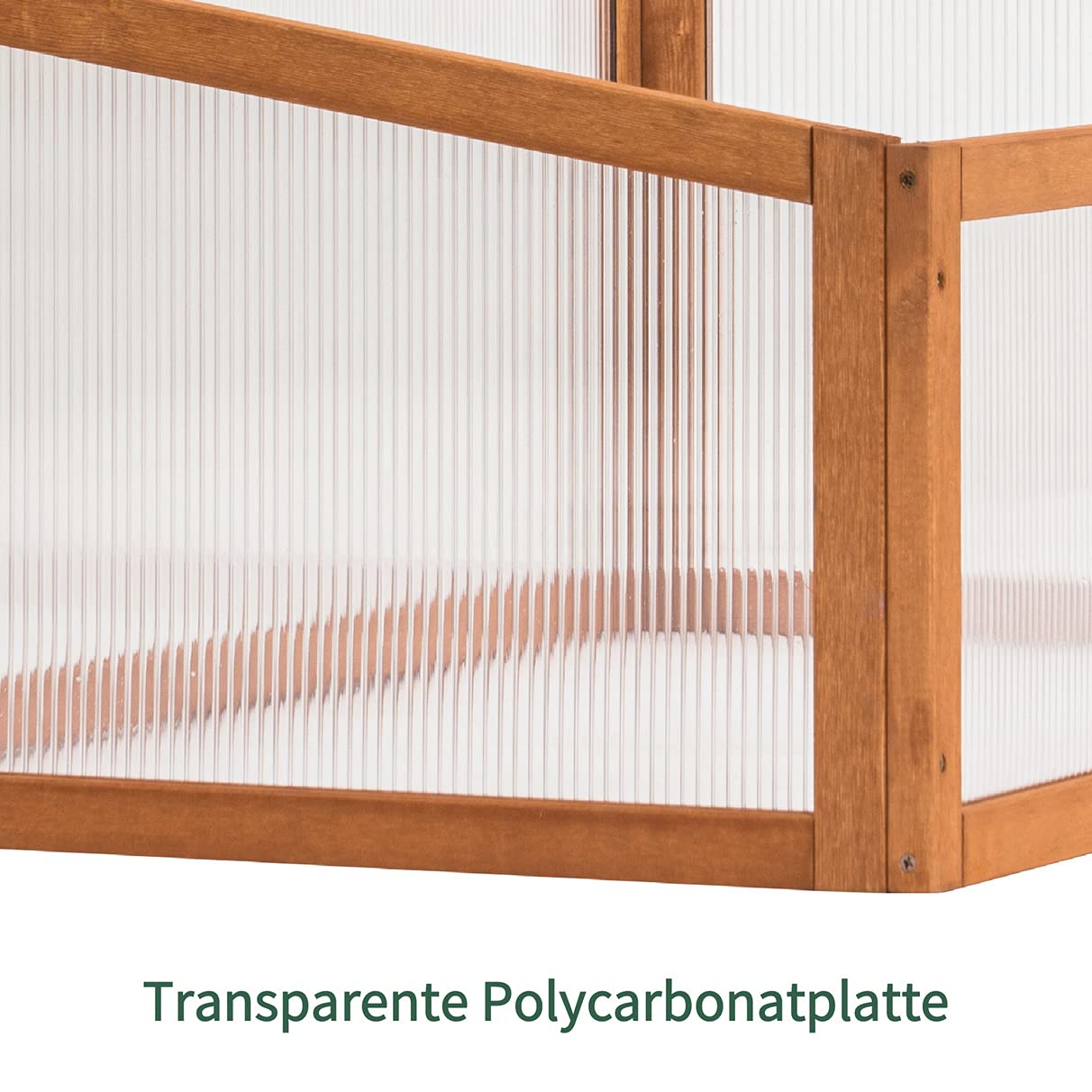MCombo Frühbeet Gewächshaus Treibhaus Frühbeetkasten Aufsatz Pflanzenbeet mit Abdeckung für Jungpflanzen 0698, aus Holz und Polycarbonat