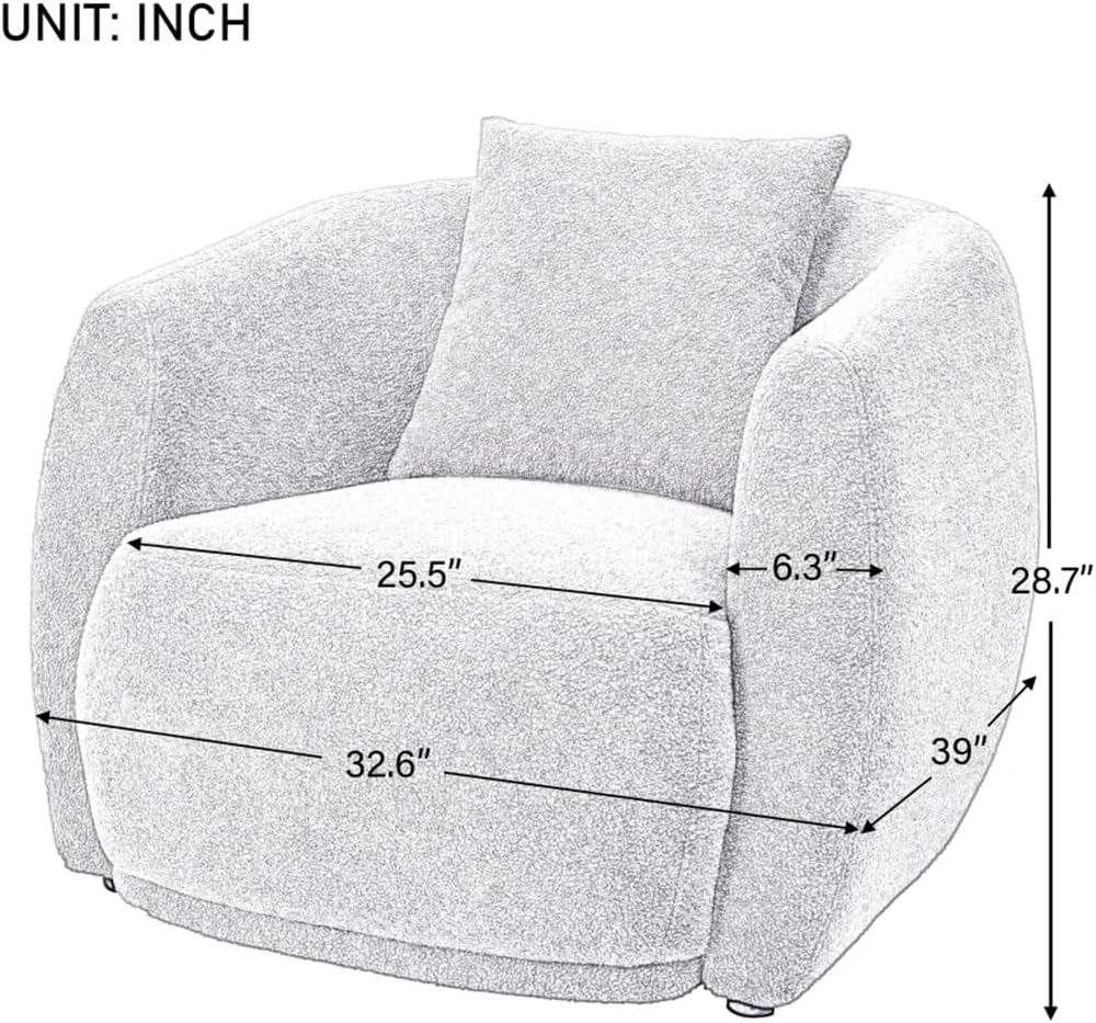 Upholstered Sofa Set, Arm Chair for Living Room and Bedroom,with 5 Pillows
