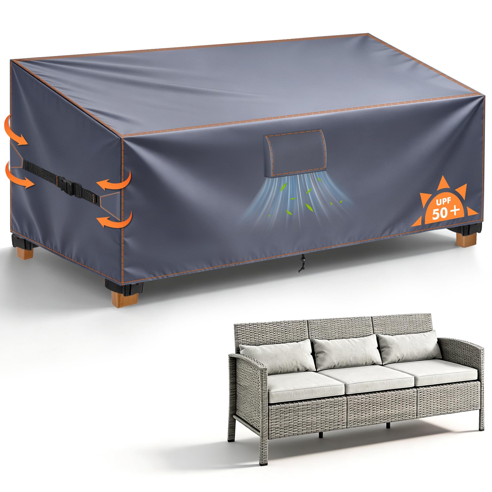 Outdoor Garden Sofa Cover 3 Seater Waterproof for Furniture, 175x100x60/90