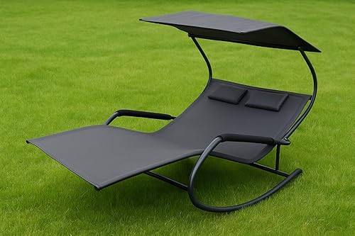 Gardissimo Doppel-Sonnenliege Trendy mit Sonnendach, 2 Kopfkissen, Schaukelfunktion, für 2