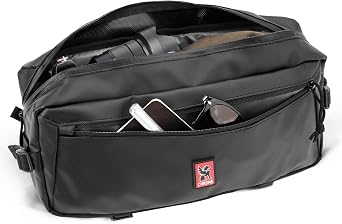 Chrome Industries Kadet Sling Messenger Bag - Low Profile Crossbody Pack Our Signature Belt Buckle Closure, Black Tarp Chrome, 9 Liter
