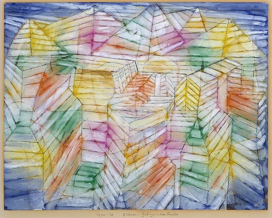 Tableau Paul Klee Théâtre Construction Montagne pour habiller un grand mur vide