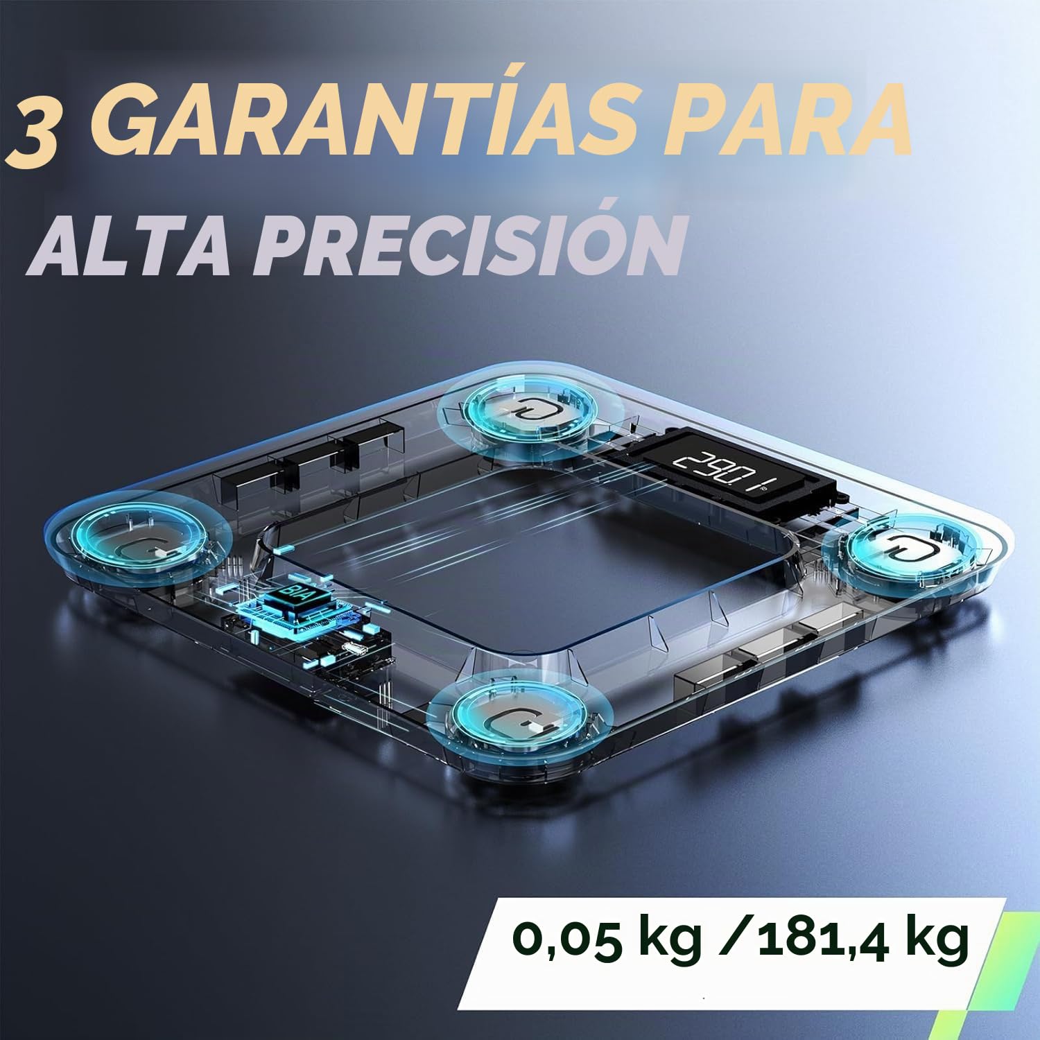 Runstar Báscula de Baño Digital Inteligente con App - Análisis de 13 Composición Corporal (Grasa, Músculo, IMC, Agua) y Alta Precisión hasta 180kg para Hombres y Mujeres