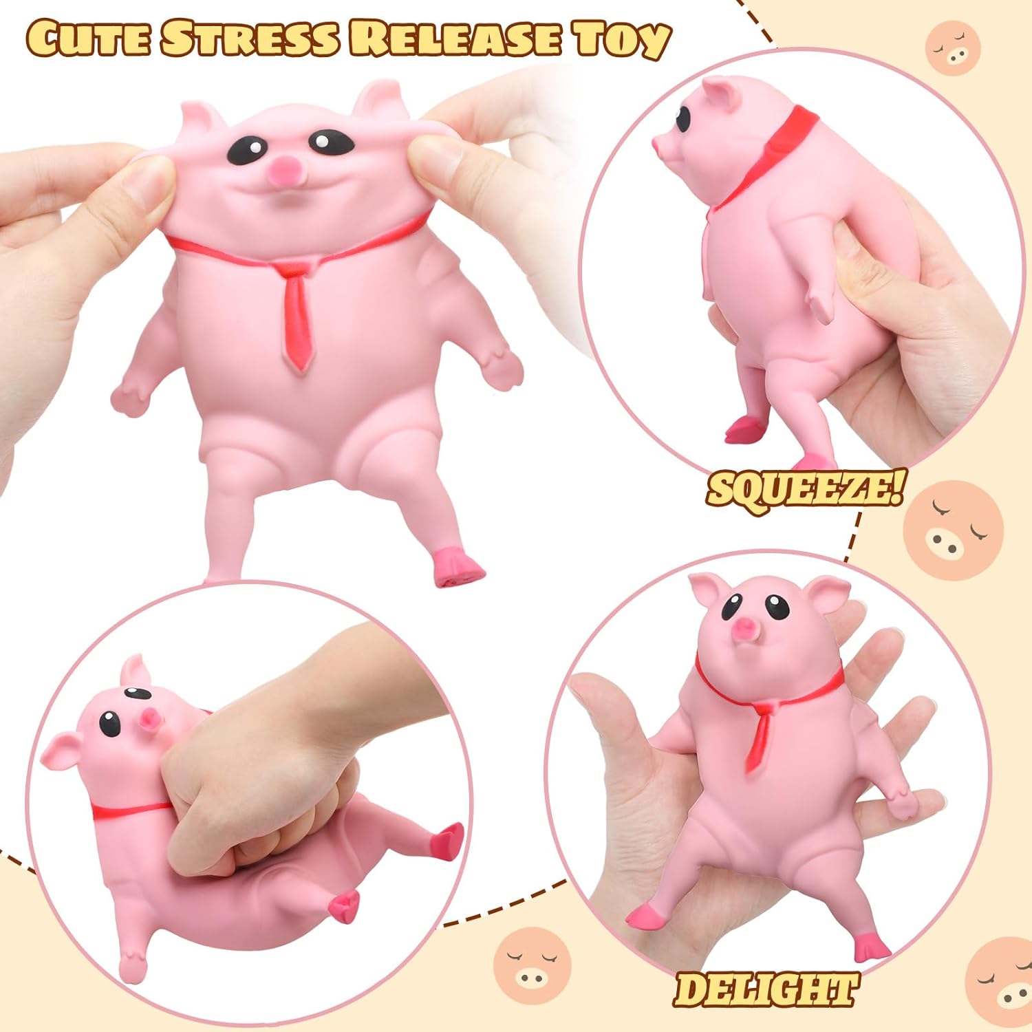 Liliful Pig Squeeze Stretch Pink Pig Novelty Gift Funny Cute Squeeze Animal Stress Relief Items for Anxiety Adults Stress Relief Gifts for Women Men Fidget Decompress