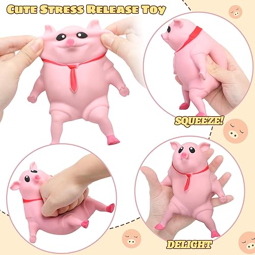 Miniatura 3 de Liliful Juguete elástico de cerdo rosa para apretar, regalo novedoso de Navidad, divertido y lindo animal para apretar, alivio del estrés, juguetes