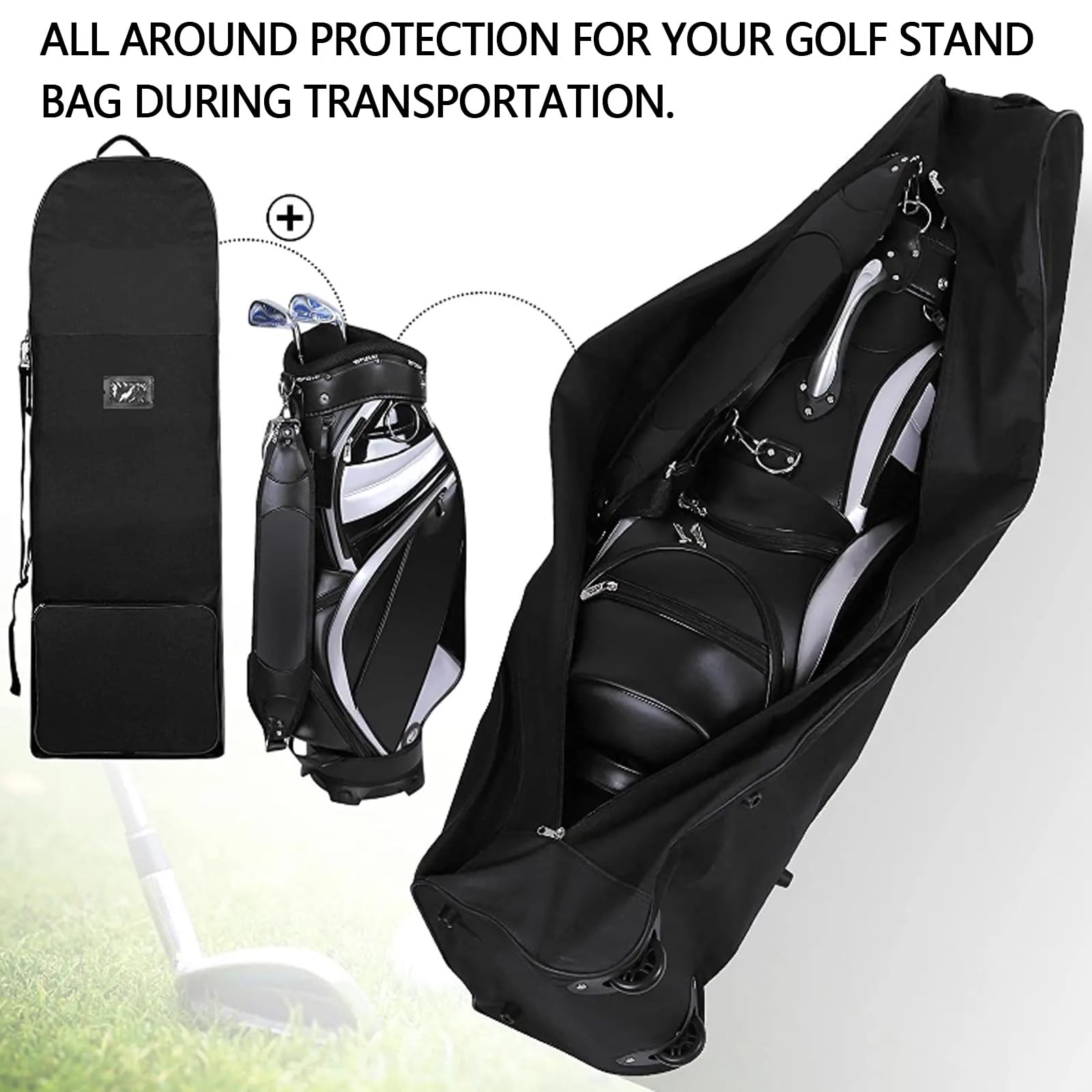 Sac De Club De Golf, Sacs De Voyage De Golf avec roulettes 600D Imperméable Housse De Pluie Anti-Poussière Protection Extérieure Rangement pour Club De Golf Housse De Rangement pour Voyage Et Vols