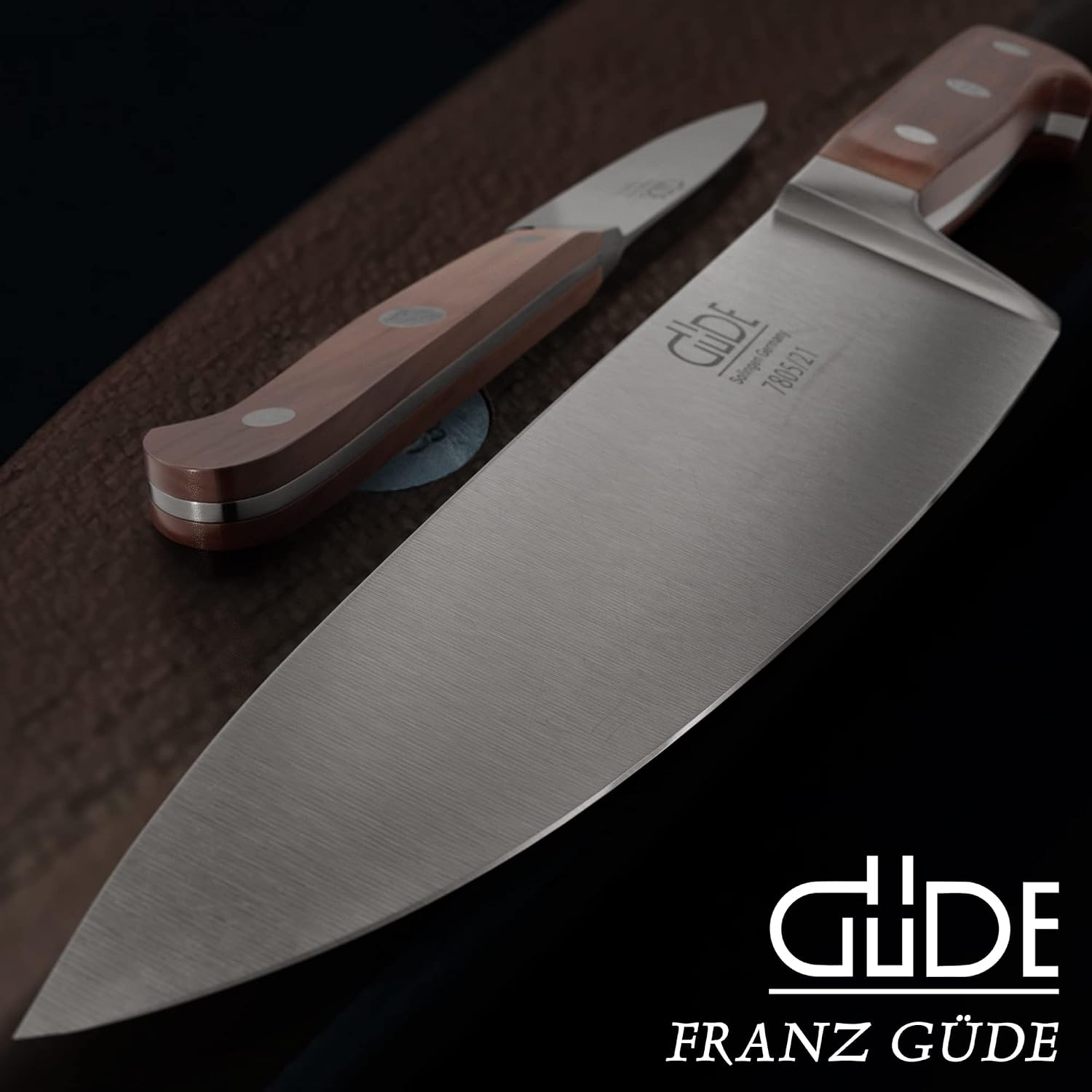 Güde Gude Franz Series Hand Forged Ice Hardened Steel Chef's Knife 8-in, Plumwood Handle, Made in Solingen, Germany Since 1910