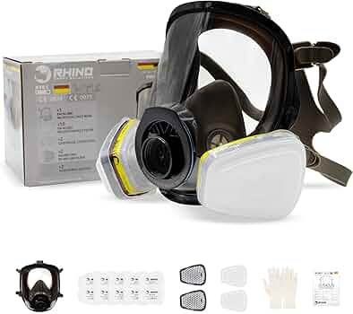 PD-101 Industrial Full Face Respirator Gas Mask With Reusable Air Dust Filters And Organic Vapor Particulate Filtration