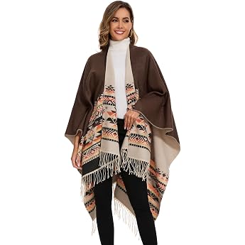 Poncho Women's Winter Warm Elegant Poncho Blanket Poncho Cape Knitted Poncho Coat Winter Poncho Scarf Women Gift for Birthday Christmas