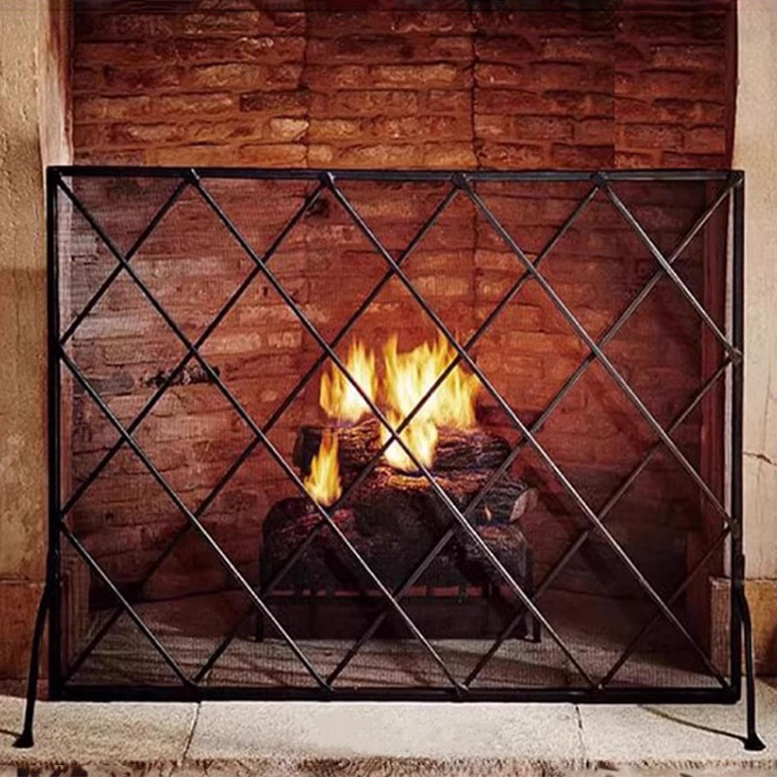 Rejilla protectora resistente contra chispas para tardes seguras junto al fuego de interior