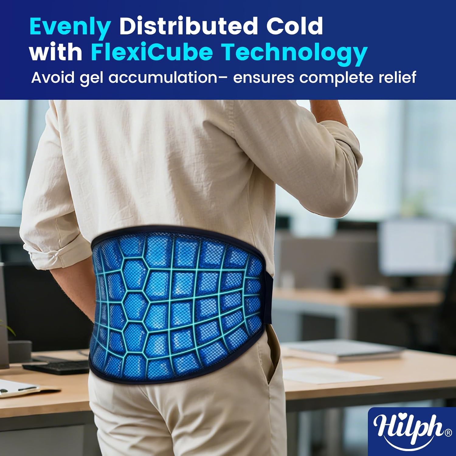 Hilph Extra Large Ice Pack Wrap for Back Pain Relief - 2 Hours Long Lasting Cold Therapy with Ice Grid Design for Lower Back, Reusable Cold Pack for Waist, Lower Lumbar, Sciatica, Tailbone Relief - Image 8