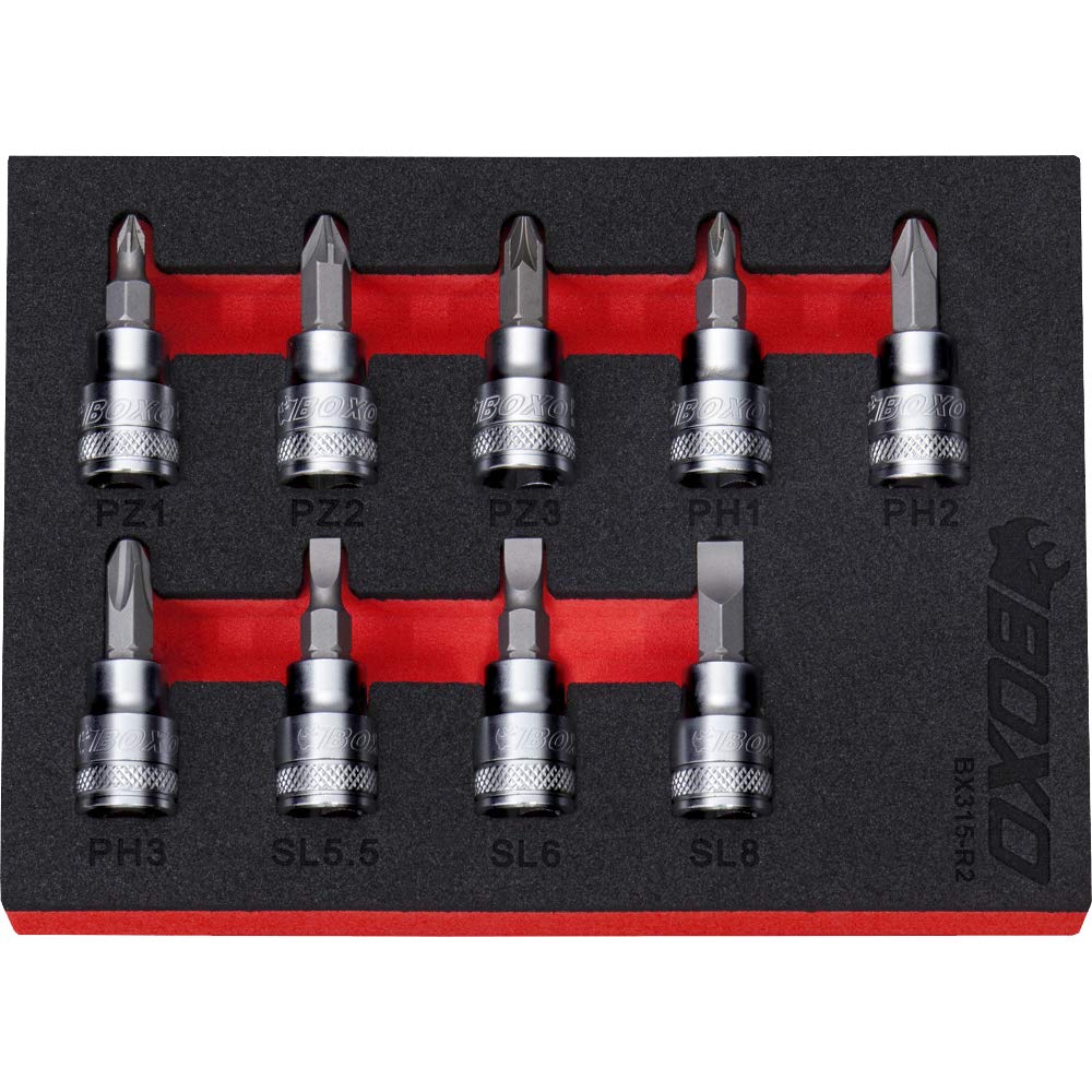 Boxo 3/8" Drive Screwdriver Bit Socket Set 9 Pieces Bx315-R2