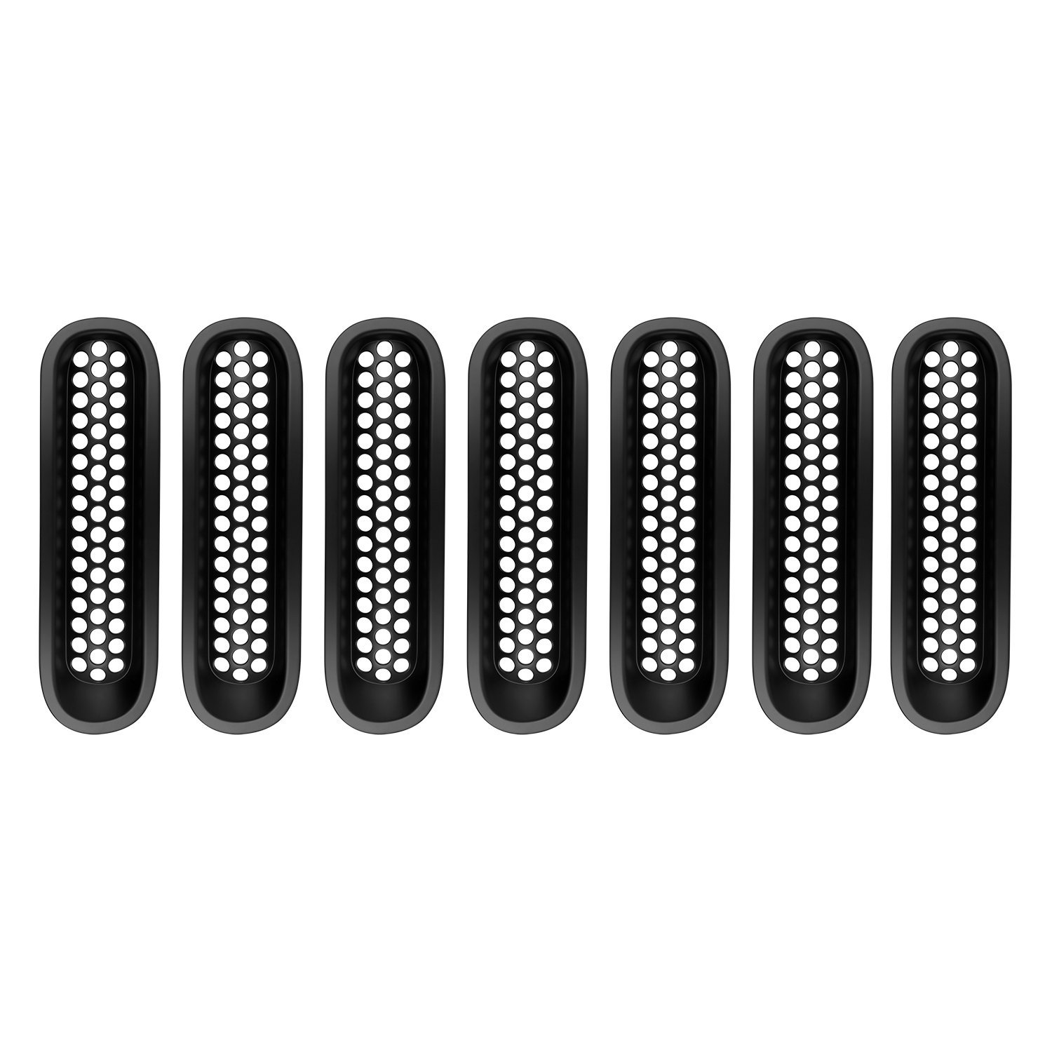 Insertos de rejilla frontal de malla negra mate para Wrangler JK 07-15 (paquete de 7)