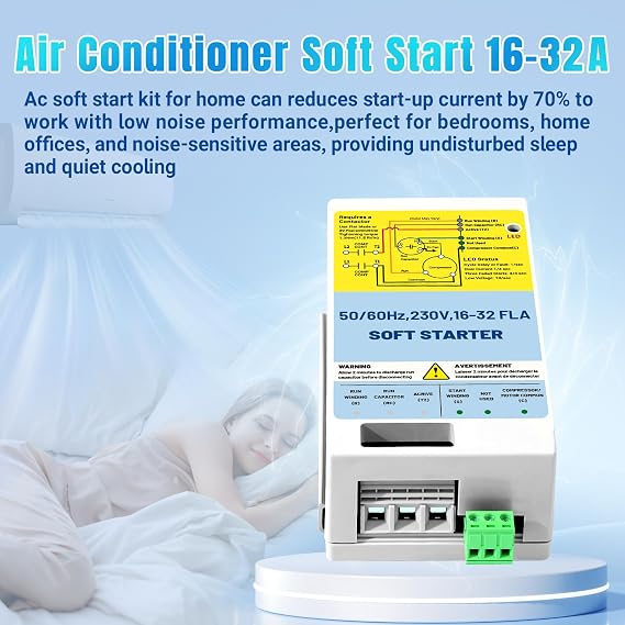 AC Soft Start Kit for Home Air Conditioner, Use for 4-7 Ton HVAC Air Conditioners 16-32 FLA, 230V