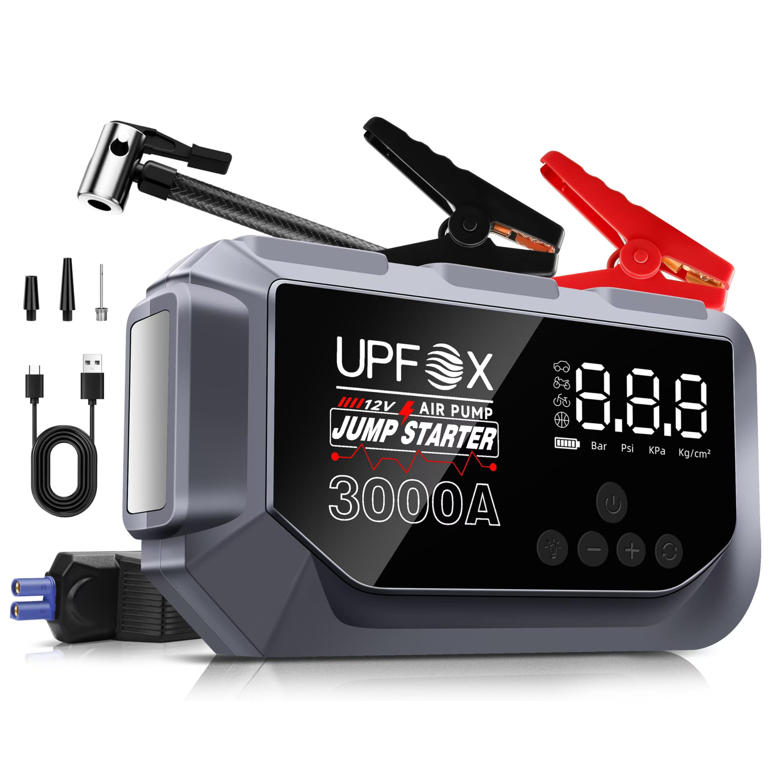 3000A Jump Starter with Air Compressor 12V Portable Car Jump Starter for 8 0L Gas 6 0L Diesel — view 7