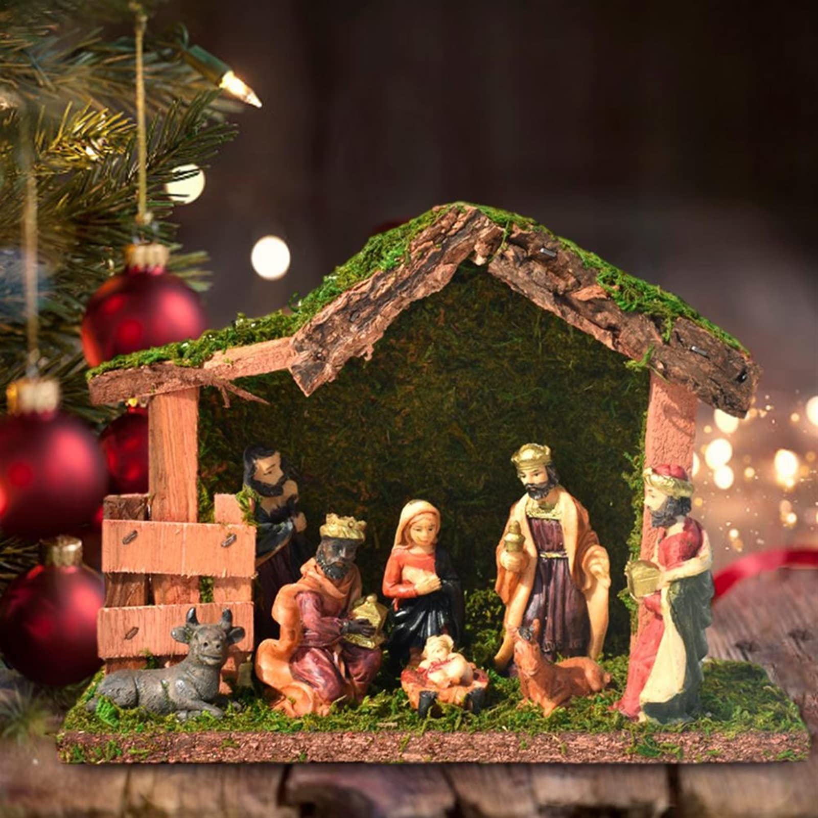 ヘルビッヒ　ヴィンテージ　木製クリスマス飾り イエス・キリスト誕生シーン Amazon.co.jp: イエスのキリスト降誕のシーンのオーナメント 小さな