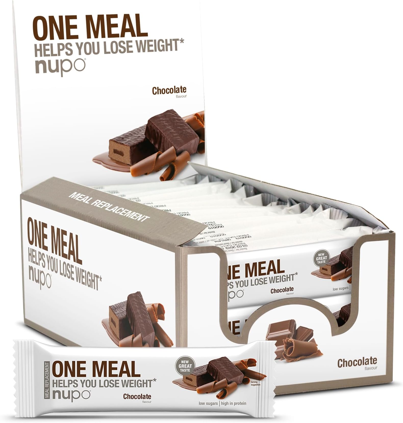 NUPO One Meal Bar – Chocolate I Tasty meal replacement bars for a balanced diet plan I Helps you lose weight I High in protein I 24 vitamins and minerals I 15 x 60g