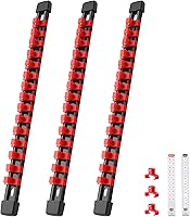 Vista 23 de Organizador de enchufes de 3 piezas, unidad de 3/8 pulgadas x 45 clips, soporte de enchufe de ABS resistente con tapas de extremo extraíbles, riel