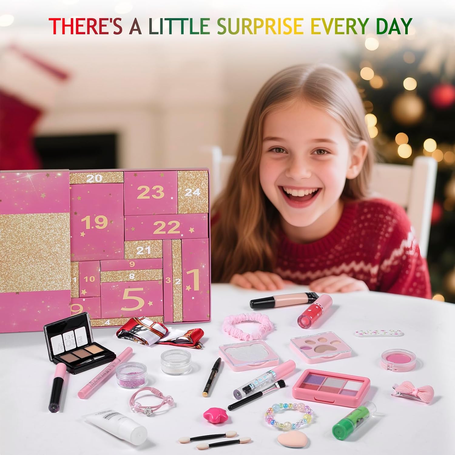 Makeup Advent Calendar 2025, 24 Days Christmas Holiday Xmas Countdown Calendar Beauty Make up Surprises Gift Set For Teens Gilrs Women - Image 5