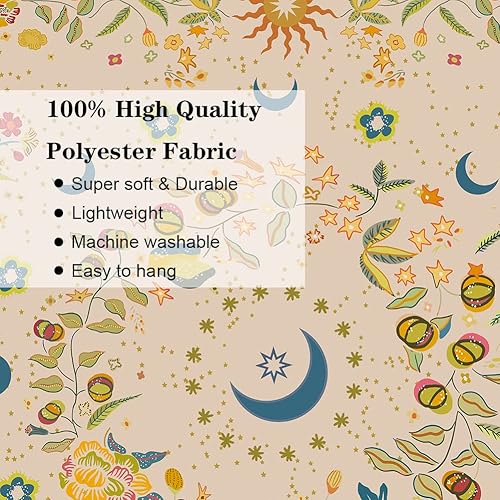 Miniatura 7 de TTYQXZ Tapiz de pared  Tapiz floral bohemio para colgar en la pared, sol celestial, luna y estrella, para decoración hippie del hogar, estética de