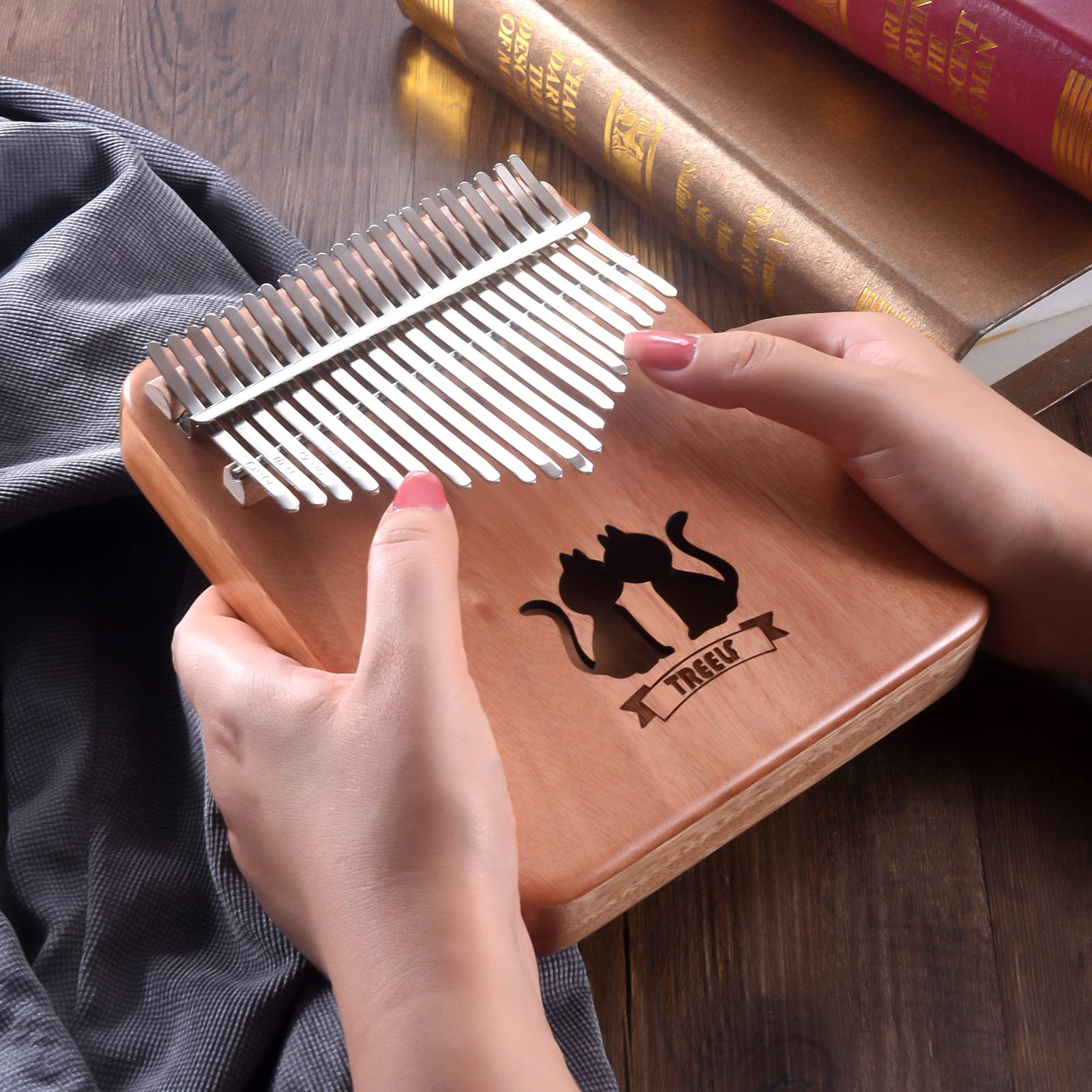 Kalimba, pianoforte con 21 tasti, mbira, pianoforte da pollice, per bambini e adulti, per principianti, color legno