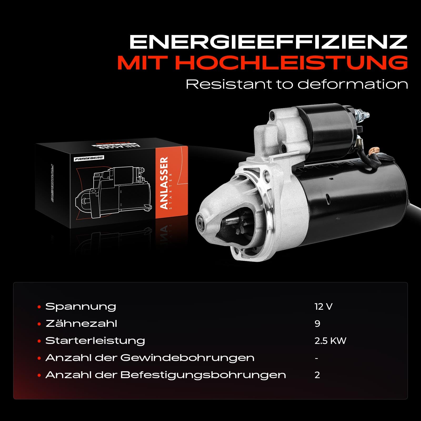 Frankberg Motorino di avviamento 25 kW 12 V 9 denti 0001109031