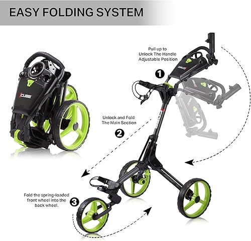 Miniatura 18 de CUBE CART Carrito de golf de 3 ruedas – dos pasos de apertura/cierre – Carrito de golf ligero plegable más pequeño del mundo – ¡Elige color!