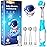 Toddler Electric Toothbrush Kids Age 1-2-3 Years Old, Infants & Baby Electric Toothbrush with Finger Tooth Brush, Cute Cover, LED Light, 2 Minutes Timer, 4 Brush Heads, Suction Cup (Blue Astronaut)