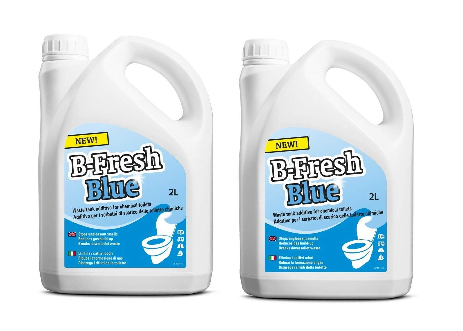 2 Pezzi - Liquido Fluido B-Fresh Blue Thetford da 2 Litri - ELIMINA Cattivi ODORI - Ideale per WC Portatili E Camper