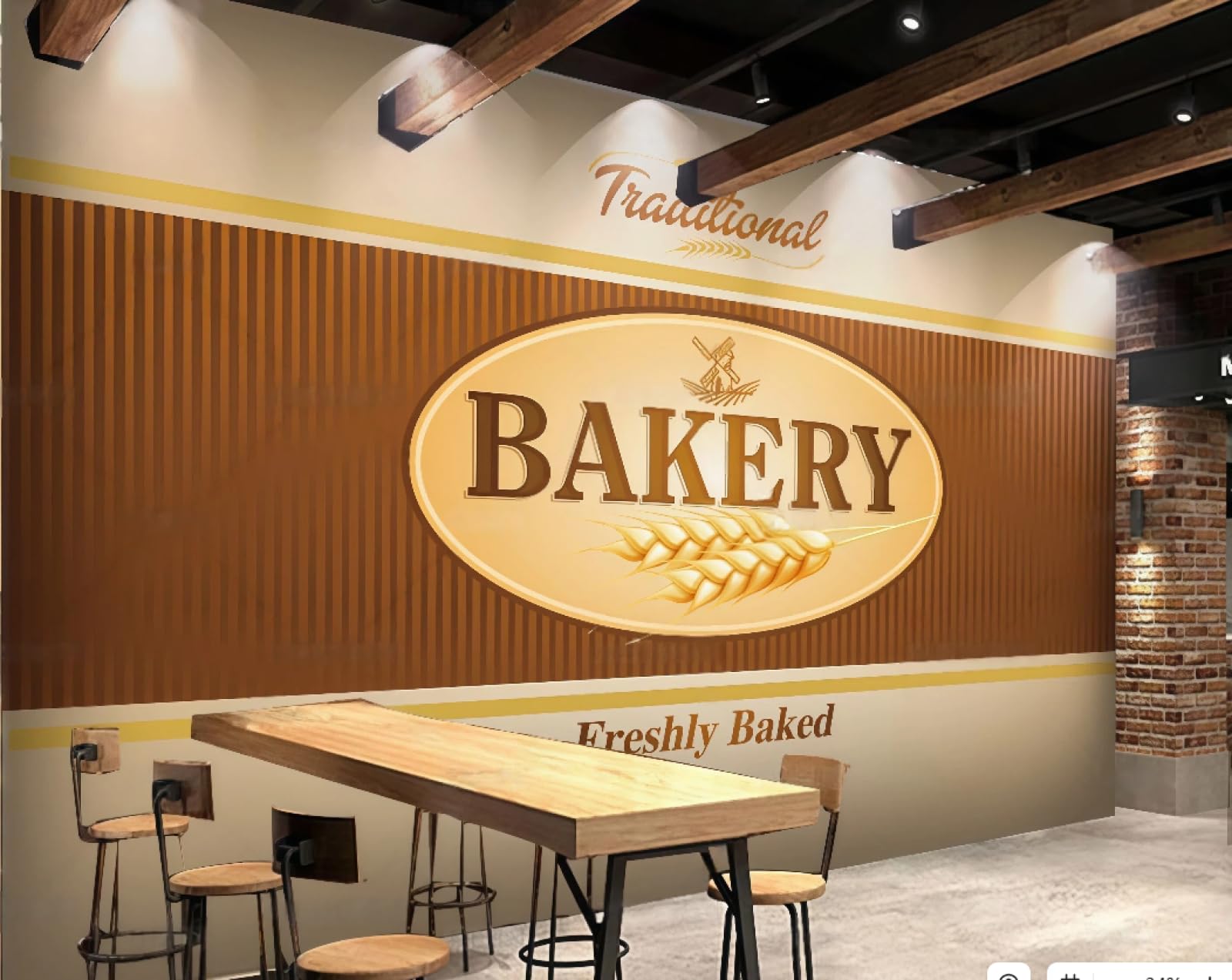 XDOUBAO Wallpaper Hand-Painted Delicious Bread Western Pastry Dessert Shop Shopping Mall Afternoon Tea Western Restaurant Background Wall Wallpaper Coffee Shop Mural,3D,350x245cm