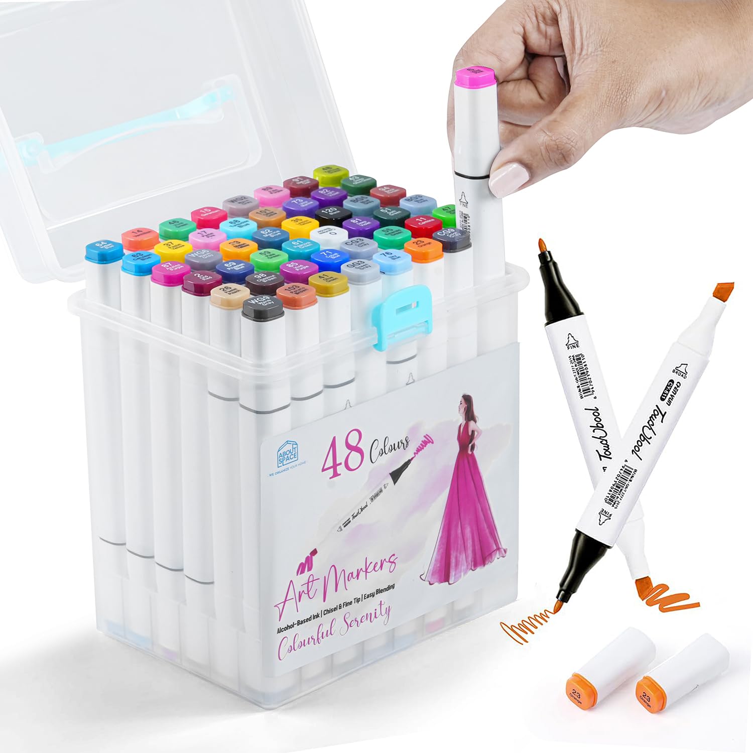 ABOUT SPACE 48 Colours Dual Tip White Art Markers with Sturdy Carrying Case Chisel & Fine Tip Marker Pens for Kids Adult Beginners Art Class Alcohol Markers for Painting Sketching Drawing Colouring (B0CK4R5LZT) Amazon Price History, Amazon Price Tracker