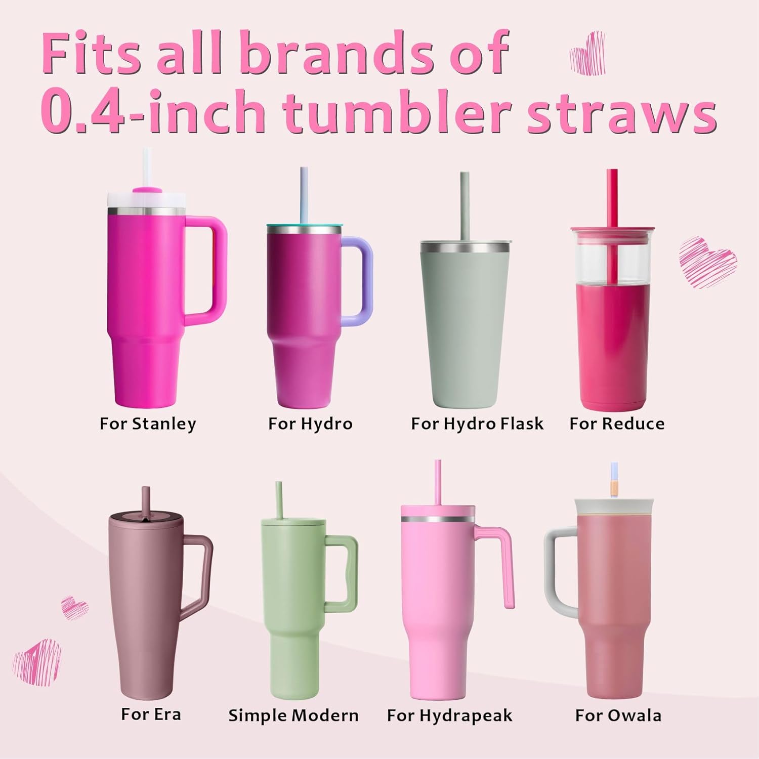 Summer Mermaid Straw Toppers for Stanley Cup,Sea Animal Silicone Straw Covers Cap for 30/40oz Tumblers & Water Bottles, Fits 10mm/0.4in Straws, 5Pack Reusable Cute Simple Modern Stopper Set - Image 4