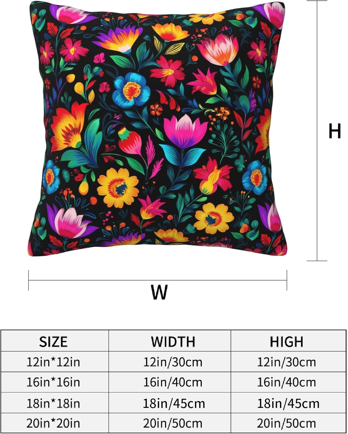 Mexico Flowers Throw Pillow Covers 18 X 18 Inch Set of 4 Decorative Cushion Cover Home Decor for Sofa Chair Couch Bedroom Living Room