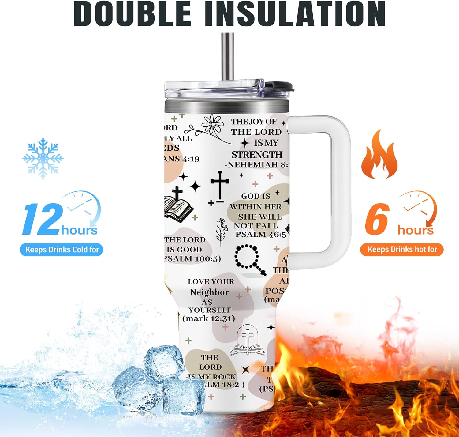 My Daily Bible Affirmations Tumbler 40oz, Christian Tumbler for Women with Bible Verses, Insulated Travel Mug & Faith-Based Gift for Mom, Wife, Best Friend - Birthday Christmas Presents - Image 7