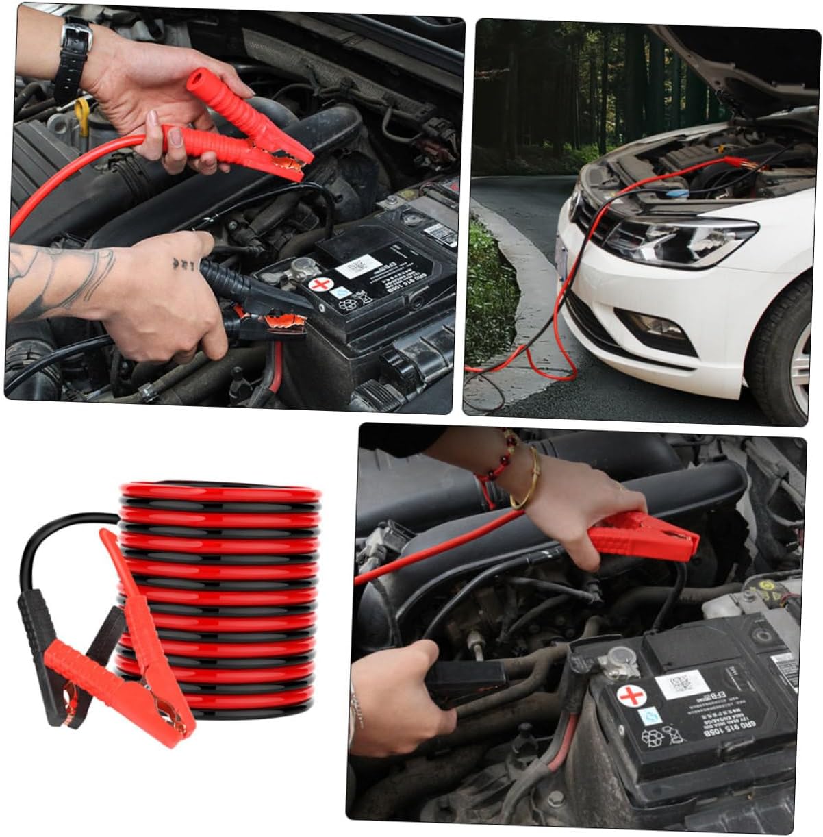 Car Battery Jumper Cables Heavy Duty Pure Jumping Cables for Trucks Suvs Starter Kit with Quick Connect Clamps Portable Design for All Vehicles