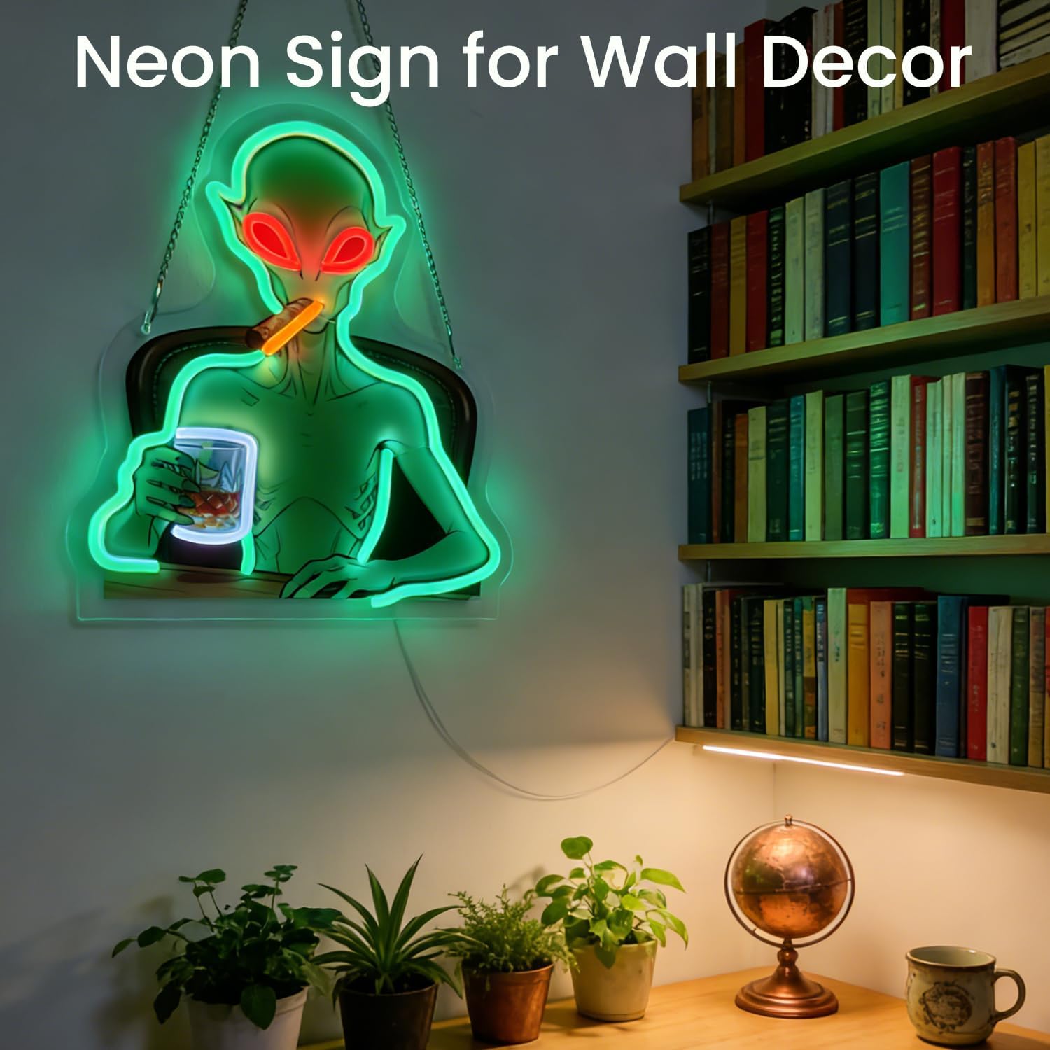 Alien Neon Sign Green Space Alien Light Up Signs Lighted ET Neon Signs for Bedroom Dorm Garage Bar Theater Media Game Room Man Cave Birthday Party Wall Tabletop Decor Art Gifts
