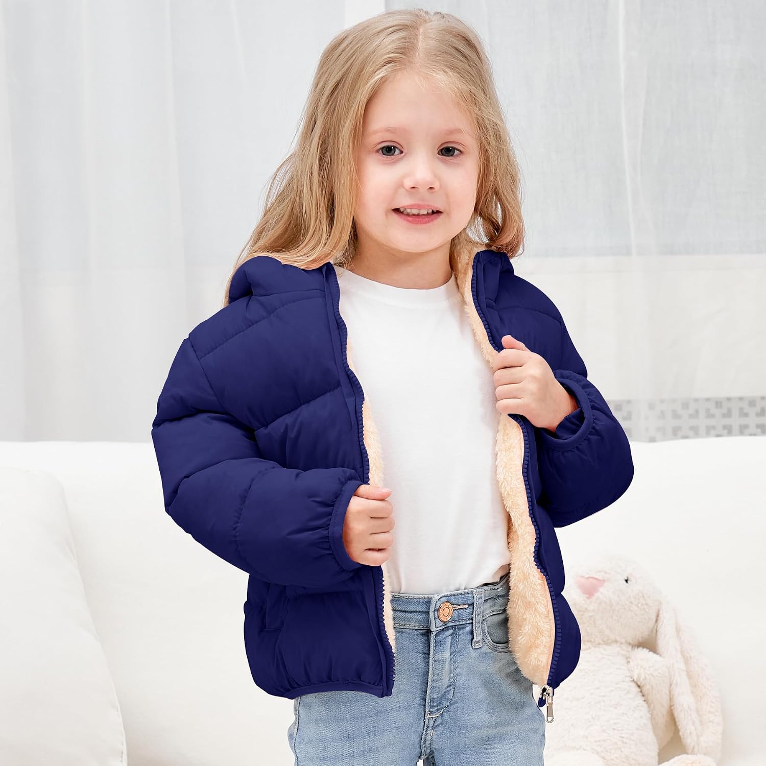 Toddler Boys Girls Thicken Winter Coat Baby Fleece Warm Cute Bear Ear Hooded Jacket Clothes 2024