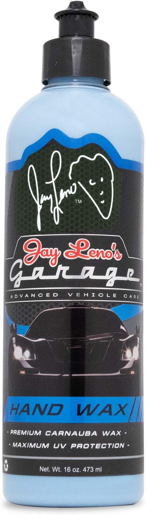 Jay Leno's Garage Carnauba Car Wax โ Liquid Carnauba Polish for Cars, Auto Wax for Deep Shine and Protection, Professional Car Waxing Kit for Car Detailing and Vehicle Cleaning Supplies โ 16 oz