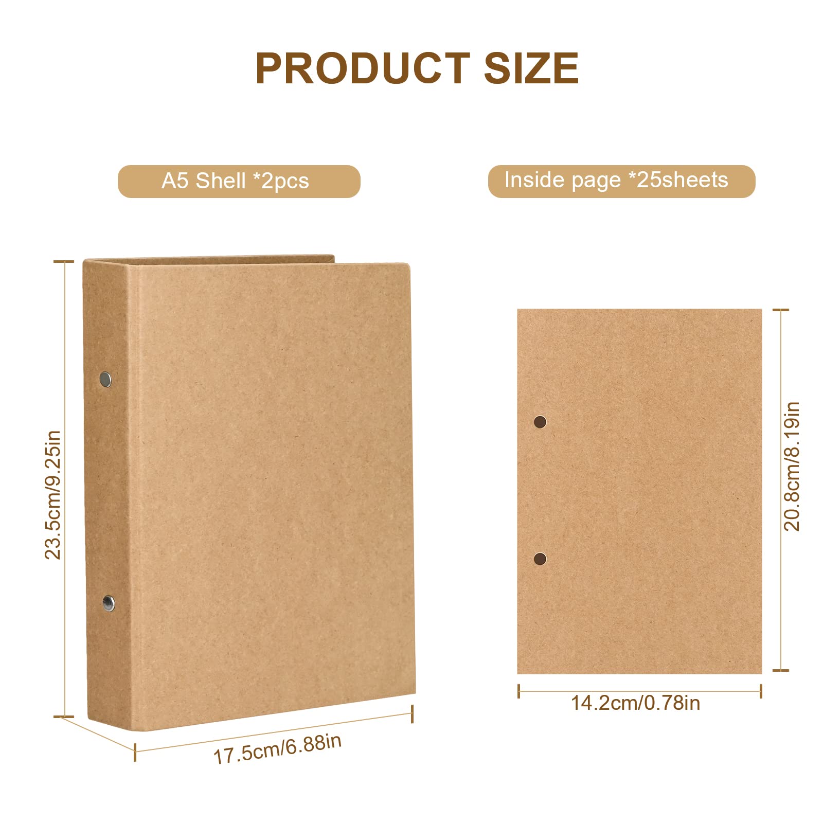 Lot De 2 Classeurs à Anneaux A5 En Papier Kraft - Rechargeables, 2 Anneaux Métal - Format Portable 17.5x23.5 Cm Classeur Double Anneau Métal Lot De 2 Classeurs à Anneaux A5 En Papier Kraft - Rechargeables, 2 Anneaux Métal - Format Portable 17.5x23.5 Cm Classeur Double Anneau Métal