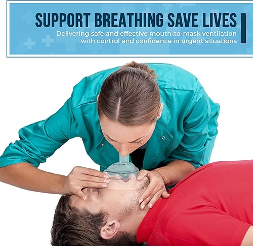 Miniatura 5 de Primacare RS-6848 Kit combinado de máscara de RCP de primeros auxilios para adultos y bebés - Juego de reanimador de emergencia con 2 válvulas,