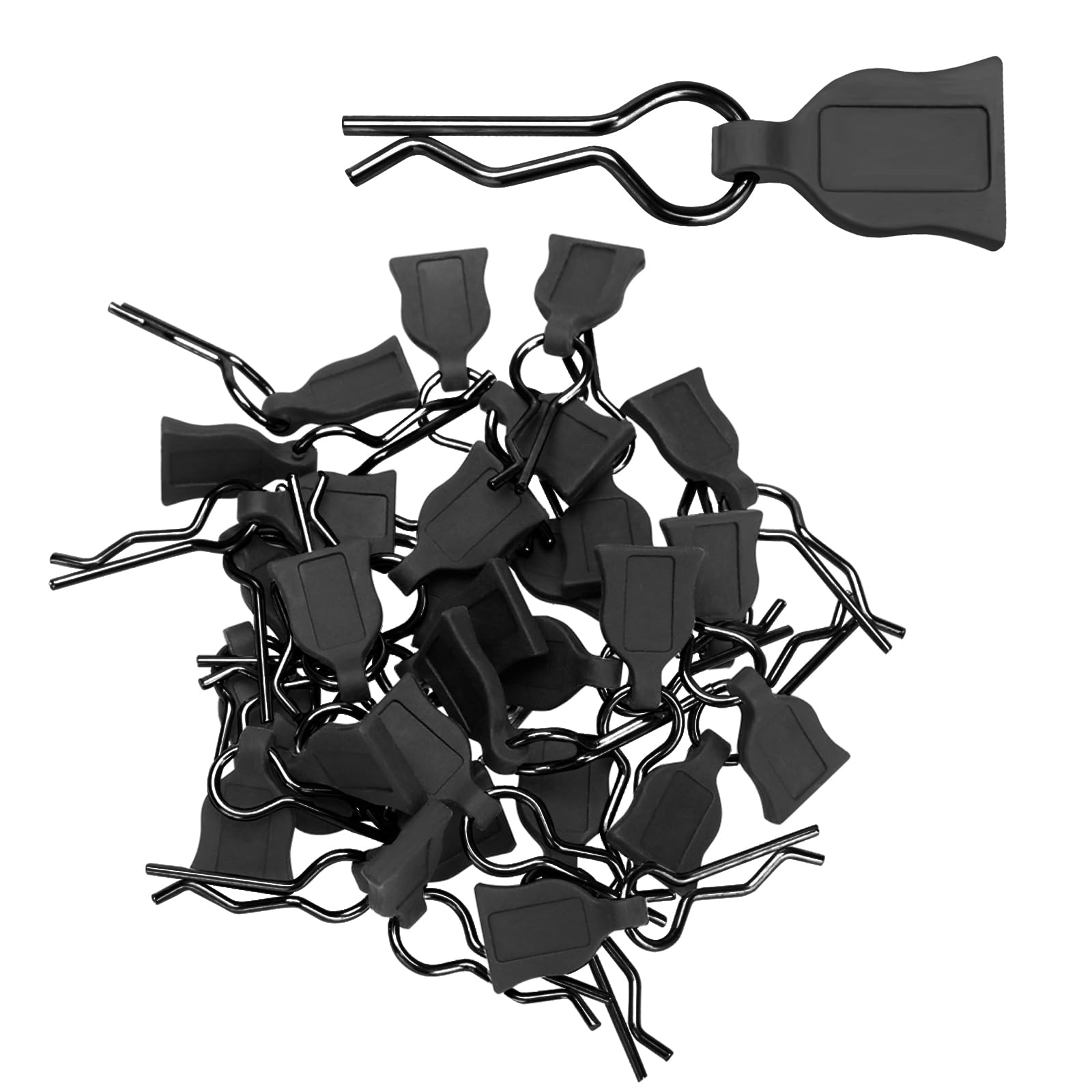 50 pcs RC Body Clips, daitoku RC Car Body Clips with Pull Tabs for All 1/8 1/10 1/12 Compatible with Traxxas Axial Redcat HPI Himoto HSP RC Car Truck Buggy Parts (Black)