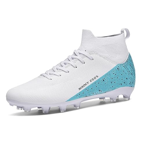 NISOCY Men’s Soccer Shoes Football Cleats High-Top Outdoor/Indoor Athletic Sneaker