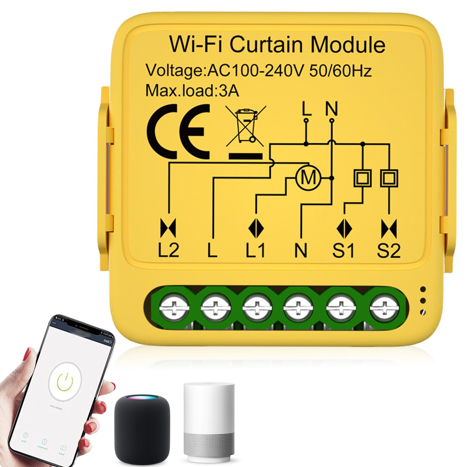 Molbory Moduł przełącznika rolet WiFi, 2,4 GHz, inteligentny przełącznik rolety, sterowanie za pomocą aplikacji, inteligentne sterowanie roletą, moduł Wlan Smart do zasłon silnikowych/żaluzji