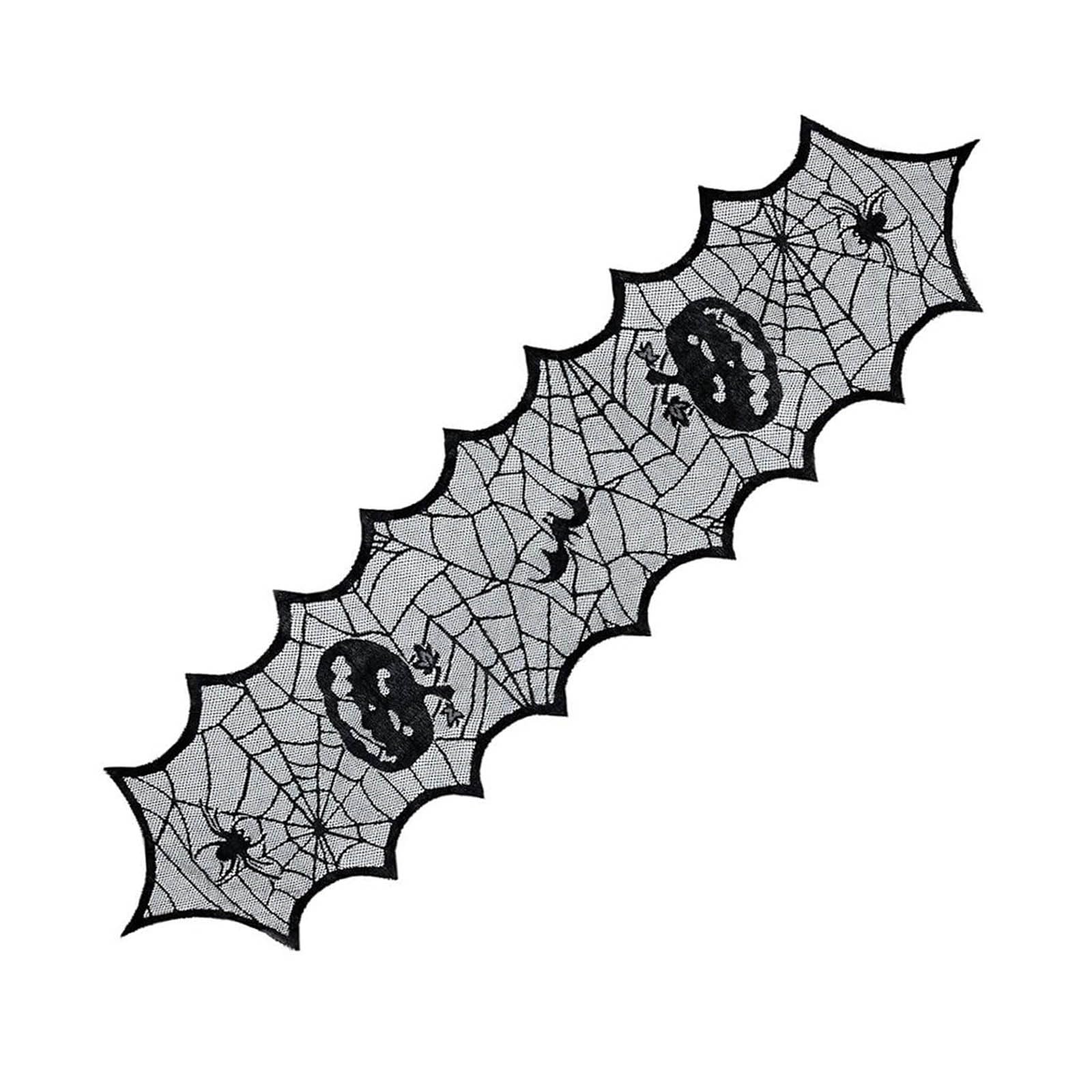 Buxuaaaa Halloween Decoration Web Table Runner Tablecloth, Lace Scarf Table Covers for Halloween Party 1PC Web Tablecloth
