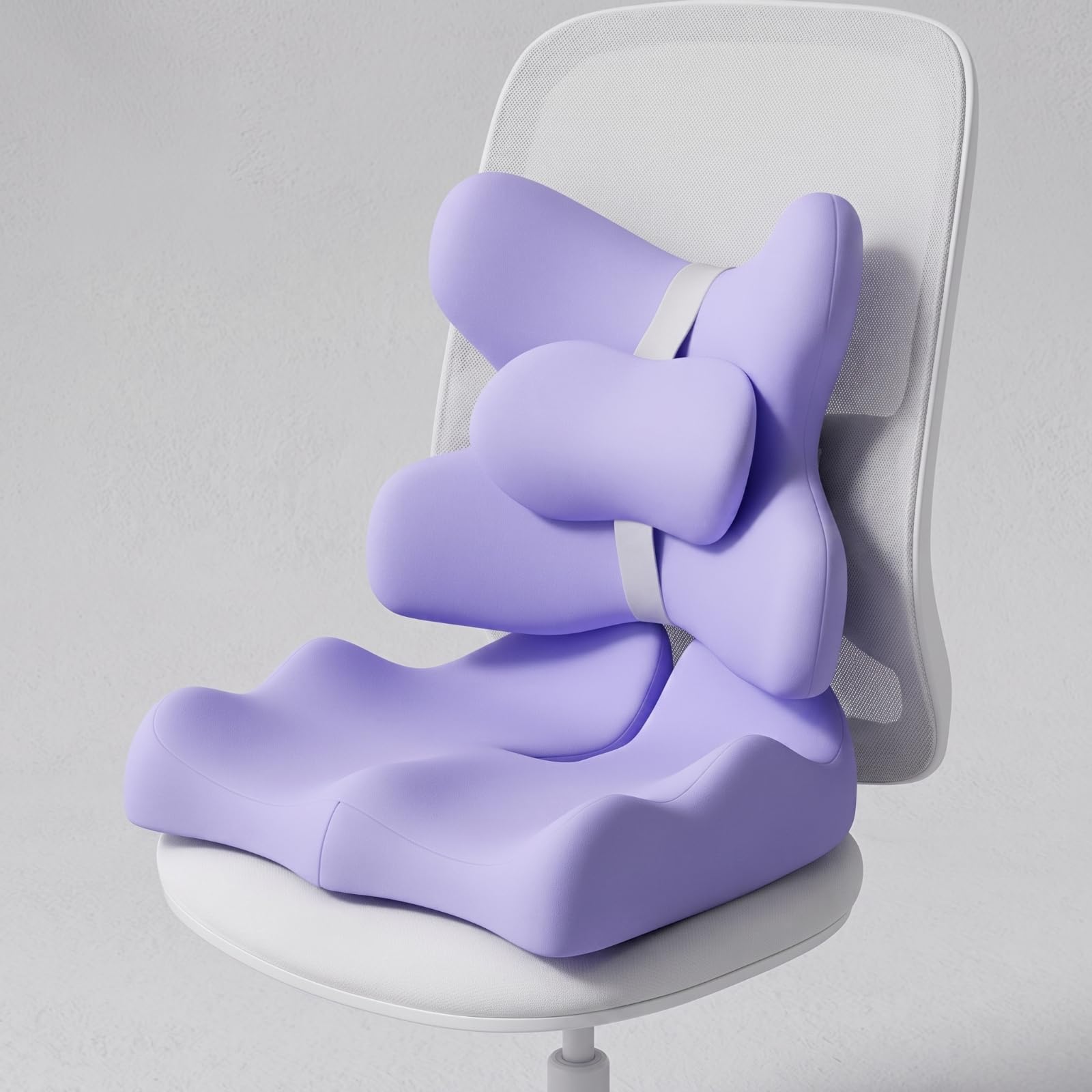 kowaku Cuscino in Memory Foam Confortevole | Benessere Duraturo, Cuscino per Sedile con Lombare, Auto, Impiegati, Grigio Scuro