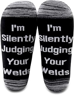 LEVLO Funny Welder Gift I'm Silently Judging Your Welds Cotton Socks For Welder Father Gifts