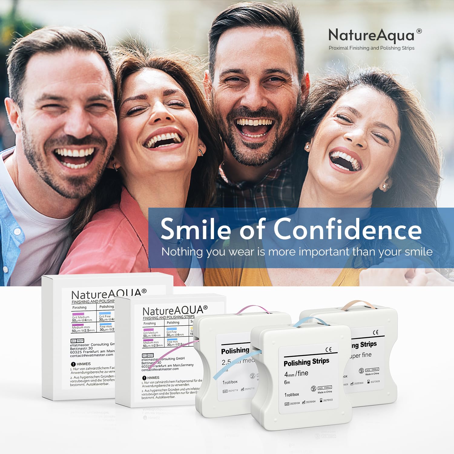 Tiras abrasivas dentales 6m x 4mm ultrafino Resina NatureAqua pulido interdental